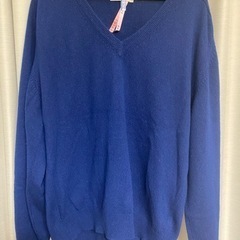 カシミア　セーター　青/紺　Lサイズ
