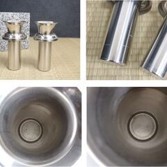 ≪U744-ス54ジ≫【在庫品】花立 墓前用 御影石 幅30.5㎝ 奥行12.5㎝ 高さ18.3㎝ 約15.5㎏ 花筒/全長16㎝/ステンレス製 仏具