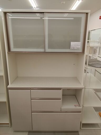 ★ジモティ割あり★  NITORI レンジボード ホワイト H200×D46×W120 クリーニング済み TC288