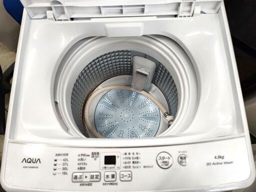 使用感少なめ 洗濯機 4.5㎏ 2022年製 アクア AQW-S4MBK ホワイト AQUA