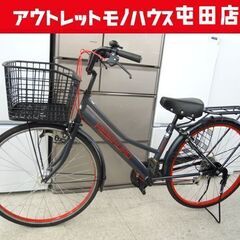 26インチ自転車 赤×黒 RESIKURO シティサイクル 変速...