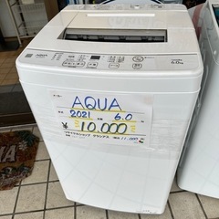 【3】AQUA 2021年製 6.0kg 洗濯機 AQW-S6E...
