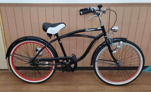 ルピナス 24インチ自転車 ホワイトリボンタイヤ ビーチクルーザー 極太タイヤ