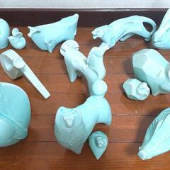 日展彫刻家 三枝惣太郎／干支10種の置物陶器 + おまけ付き