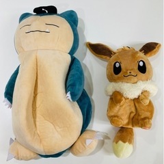 【訳有新品】ポケモン★カビゴン&イーブイ★ぬいぐるみꕤ︎︎リュッ...