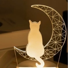 USB 3D発光月の猫クリエイティブナイトライト
