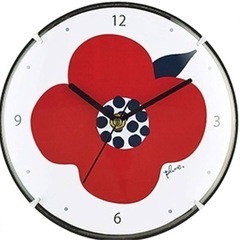 赤いお花の時計　掛け置き兼用時計