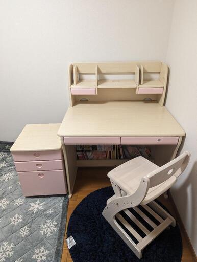 【超美品】【値下げ】子供用　学習机　机・イス・本棚セット