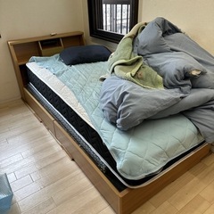 【本日引き取り】寝具　シングルベッド︎⭐︎高級源マットレス付き