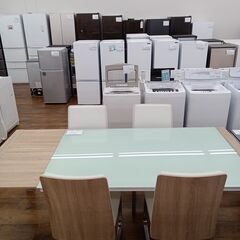 ★ジモティ割あり★  ダイニングセット ライトグレーン×木目調 H70×D90.5×W160～200 クリーニング済み MT1133 ☆ジモティ割あり☆ ダイニングセット ライトグレーン×木目調 H70×D90.5