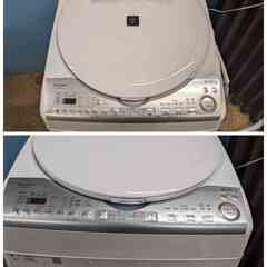 SHARP 全自動電気洗濯乾燥機 洗濯/乾燥 8.0/4.5kg 2019年製 ES-TX8C-W プラズマクラスター 穴なし槽 ハンガー乾燥