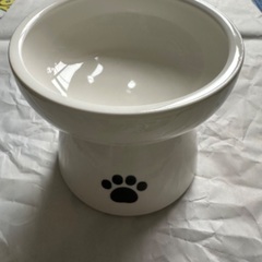 未使用 猫用エサ皿(陶器製)