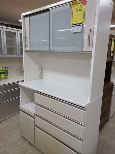 J4623　現行品　NITORI　ニトリ　キッチンボード　Nポスティア120KBWH　ホワイト　クリーニング済　【リユースのサカイ柏店】　参考価格129,900円