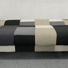 関家具 パッチワーク柄ソファベッド キュービック ファブリック 座面下収納 幅196 ローリング式 おしゃれ 中古家具 店頭引取歓迎 R8228
