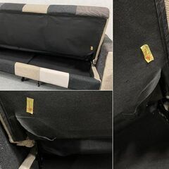 関家具 パッチワーク柄ソファベッド キュービック ファブリック 座面下収納 幅196 ローリング式 おしゃれ 中古家具 店頭引取歓迎 R8228