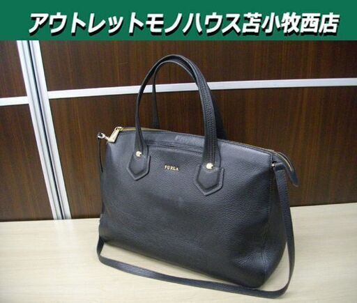 FURLA 2Way トートバッグ ジャダ GIADA ショルダーバッグ 黒 フルラ レザー USED品 苫小牧西店