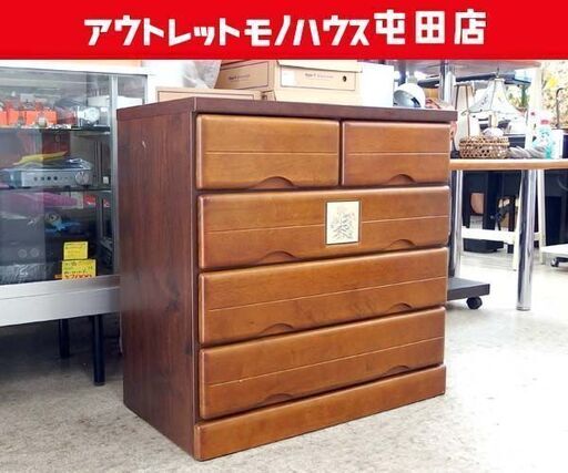 4段チェスト 幅80cm 衣類収納 タンス 収納家具 ブラウン系 木目調 ☆ 札幌市 北区 屯田