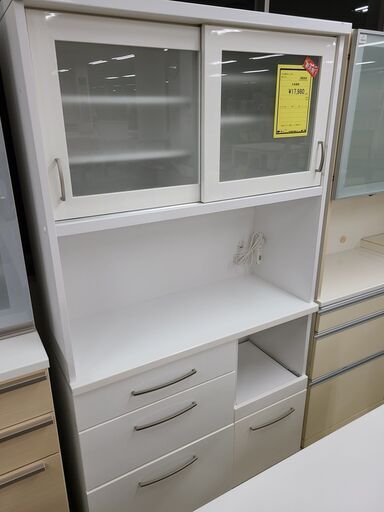 J4625　NITORI　ニトリ　食器棚　キッチンボード　コパン100KBWH　ホワイト　クリーニング済　【リユースのサカイ柏店】