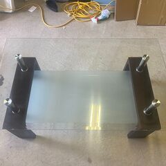 ガラステーブル ローテーブル　おしゃれ　ガラス2段　0421-1-2