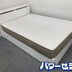 NITORI/ニトリ ダブルベッド 収納付きコンセント付き ホワ...