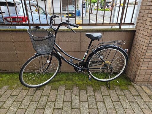 リサイクルショップどりーむ荒田店 No1222　26インチ自転車　ブラック　エコチャリ№19218H　ハロゲンライト　ギア６段