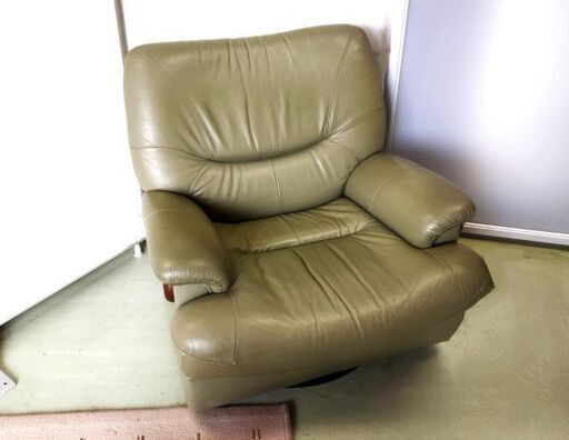 karimoku Chitano カリモク家具 チターノ 本革 シングルソファ 回転式 1人掛け モスグリーン　/DJ-1240