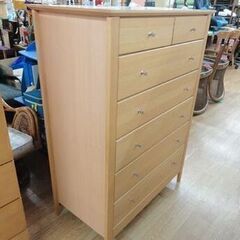【美品】無垢材 タンス 箪笥 木製6段 引き出し 収納 6段 チェスト 幅86cm 奥行45cm 高さ116cm 引出し8杯 木製 ナチュラル