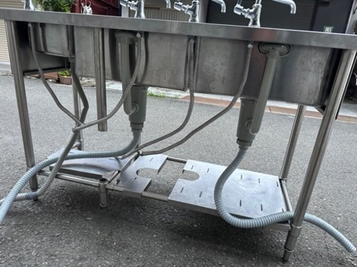 業務用 マルゼン 2槽シンク 幅1300×奥450×高さ910(mm) 蛇口付き 二層