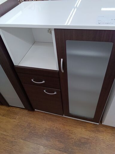 ★ジモティ割あり★  レンジ台 ﾀﾞｰｸﾌﾞﾗｳﾝ H107.5×D44×W75.5 クリーニング済み MT1149