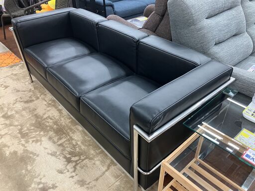 【値下げしました!!】3Pソファ ル・コルビジェ リプロダクト品 No.1055● ※現金、クレジット、スマホ決済対応※