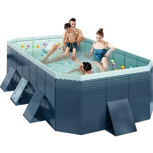 早い者勝ち価格 新品 折り畳み式 空気入れ不要！ XLサイズ超巨大 ビニールプール 家庭用 子供用 折りたたみ 組み立て不要 非膨張式 簡易 四角いプール 深い 水遊び 避暑 収納便利 日本語説明書付き 内径253×133×55cm、外径295×167×55cm