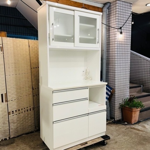 《売約済》【武蔵小山店】 【実質表示価格より最大２０％お値引き！！】NITORI ニトリ レジューム キッチンボード 食器棚 キッチン収納 収納 レンジボード カップボード ホワイト 白 キッチン おしゃれ 品川区 リサイクルショップ ランバールーム 武蔵小山店 武蔵小山パルム 戸越銀座