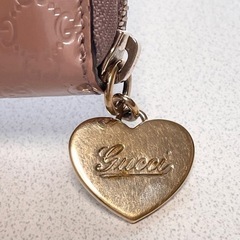GUCCI グッチ　ピンクゴールド　エナメル　長財布　ハート