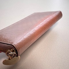 GUCCI グッチ　ピンクゴールド　エナメル　長財布　ハート