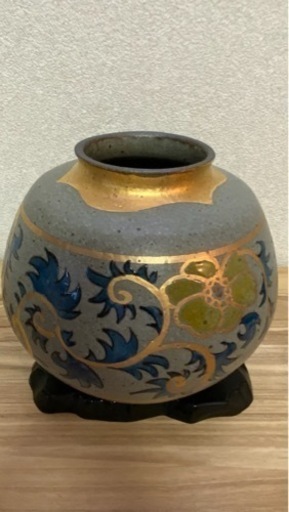 九谷焼 彩光 花器 花瓶 壺 CC386 九谷焼 花瓶 花器 壺 金彩 光峰 在銘