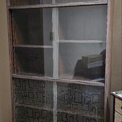 昭和レトロ  模様ガラスの本棚