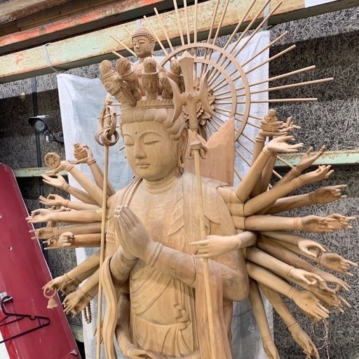 全高210cm!!　木製 千手観音菩薩立像 仏像