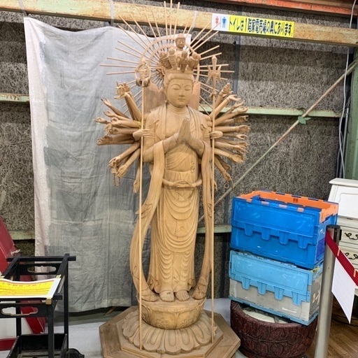 全高210cm!! 木製 千手観音菩薩立像 仏像