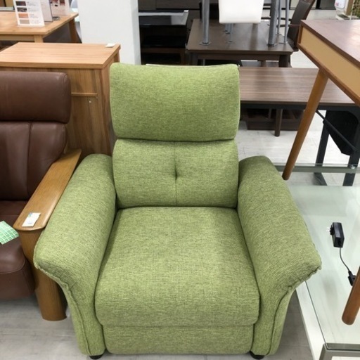 リクライニングソファー電動ファブリックグリーン332【トレファク堺福田店】