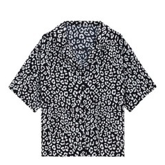 GU ジーユー オープンカラーシャツ レオパード 半袖シャツ L