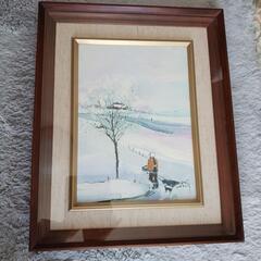 風景画「雪の里」(F4号油絵)