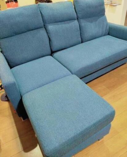 【美品】3人掛けソファ ハイバック オットマンつき