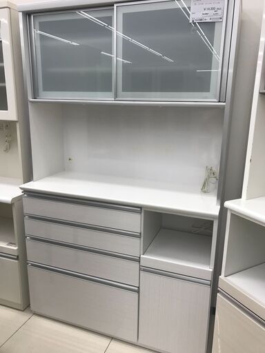 ★ジモティ割あり★  レンジボード ホワイト H198×D48×W120 クリーニング済み HJ3001