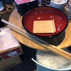 【引取り限定】麺打ちセット　こね鉢　こま板　麺棒2本　中古品 