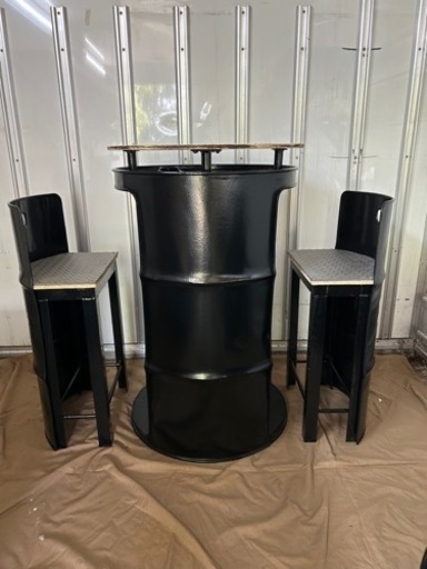 ドラム缶収納式テーブル椅子セット