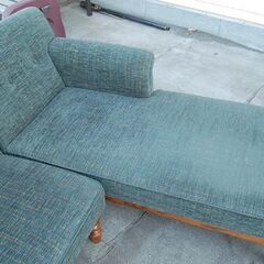 三越購入品 布製 L字ソファ 幅200×奥140×高76cm グリーン系 3人掛けソファ 大型 2分割 エル字 カウチソファ  札幌市 清田区 平岡