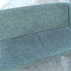 三越購入品 布製 L字ソファ 幅200×奥140×高76cm グリーン系 3人掛けソファ 大型 2分割 エル字 カウチソファ  札幌市 清田区 平岡