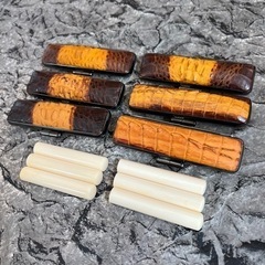 【最高級はんこ】背ワニケース、象牙はんこセット未彫刻【朱肉付けられます】