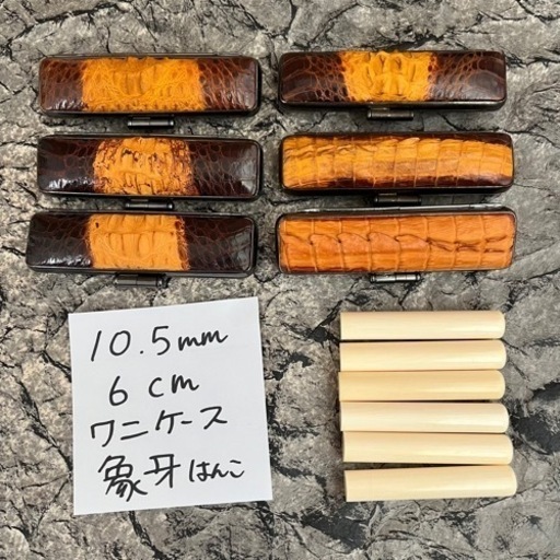 【最高級はんこ】背ワニケース、象牙はんこセット未彫刻【朱肉付けられます】