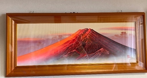 赤富士の絵(額縁付) 開運　縁起